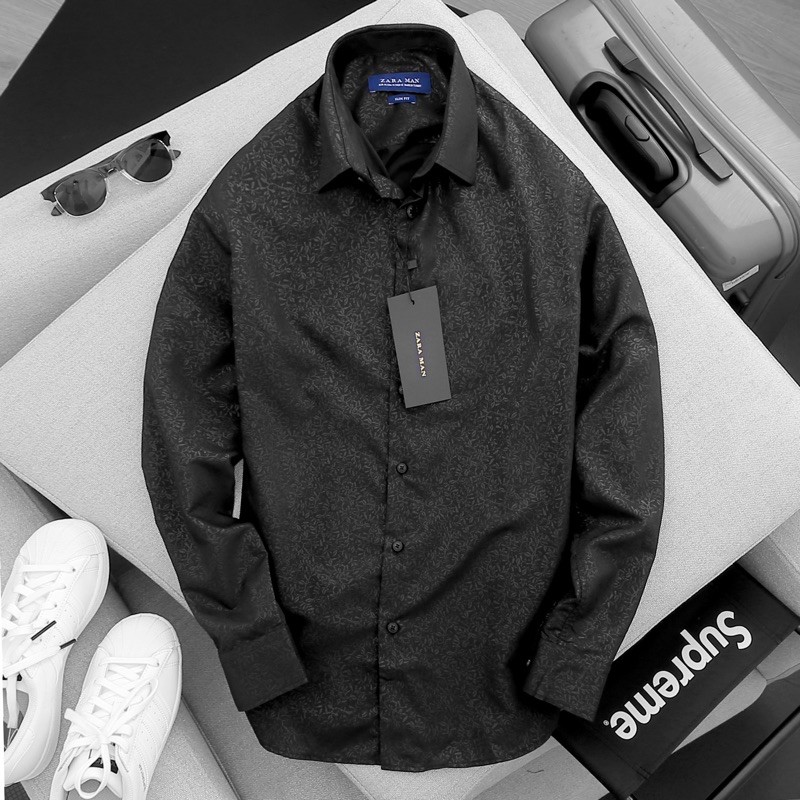 [SALE KHỦNG] SƠ MI Z.RA CÔNG SỞ NAM COTTON HOẠ TIẾT CHÌM HAI MÀU ĐEN TRẮNG BASIC | BigBuy360 - bigbuy360.vn