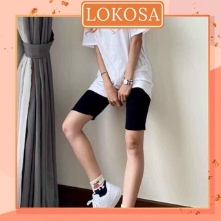 Quần Đùi Lửng Nữ LOKOSA Quần Tập Gym Nữ Cạp Cao Nâng Mông Lưng Thun Ôm Vải Cotton Cao Cấp QD002