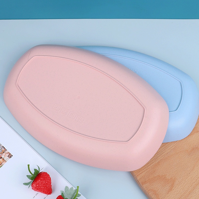 Dĩa nhựa lúa mạch hình oval đựng thức ăn, đĩa nhựa lúa mì đẹp cao cấp 4 màu pastel xinh xắn 29cm