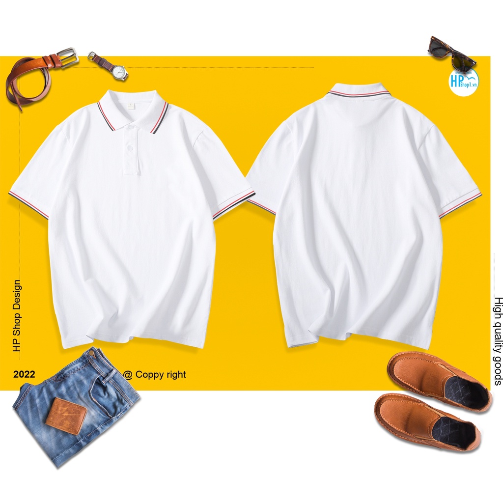 Áo polo nam HP Boutique vải trơn chất cá sấu Cotton co giãn 4 chiều, form Basic lịch sự đẳng cấp HPBOPM07