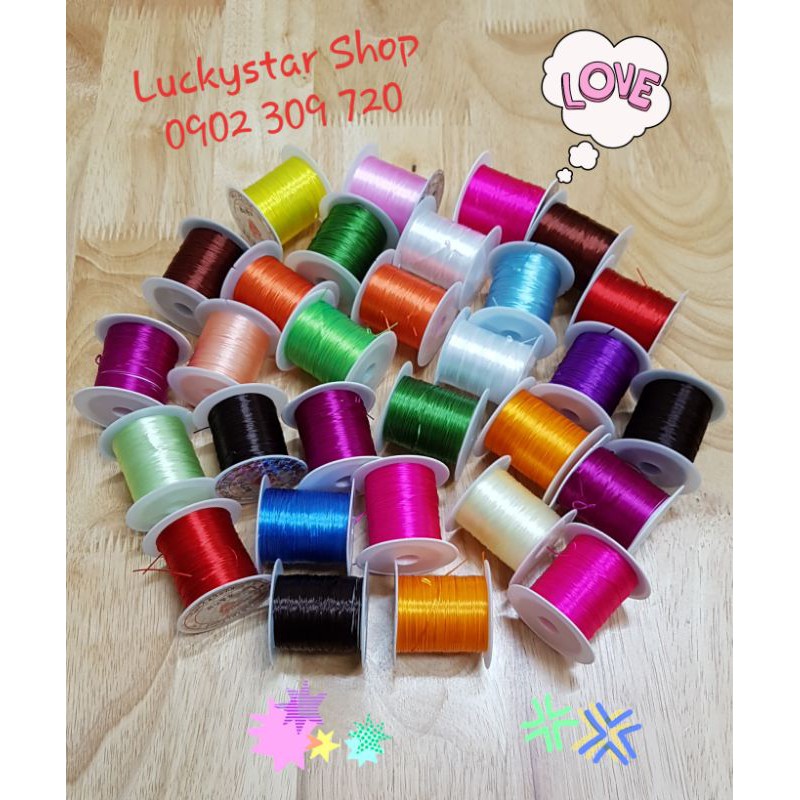 Dây Cước Tơ Lụa co dãn, có độ đàn hồi tốt, dài 8 mét dùng xỏ vòng, xâu vòng, thắt vòng, đan dây, xỏ chuỗi, vòng tay.