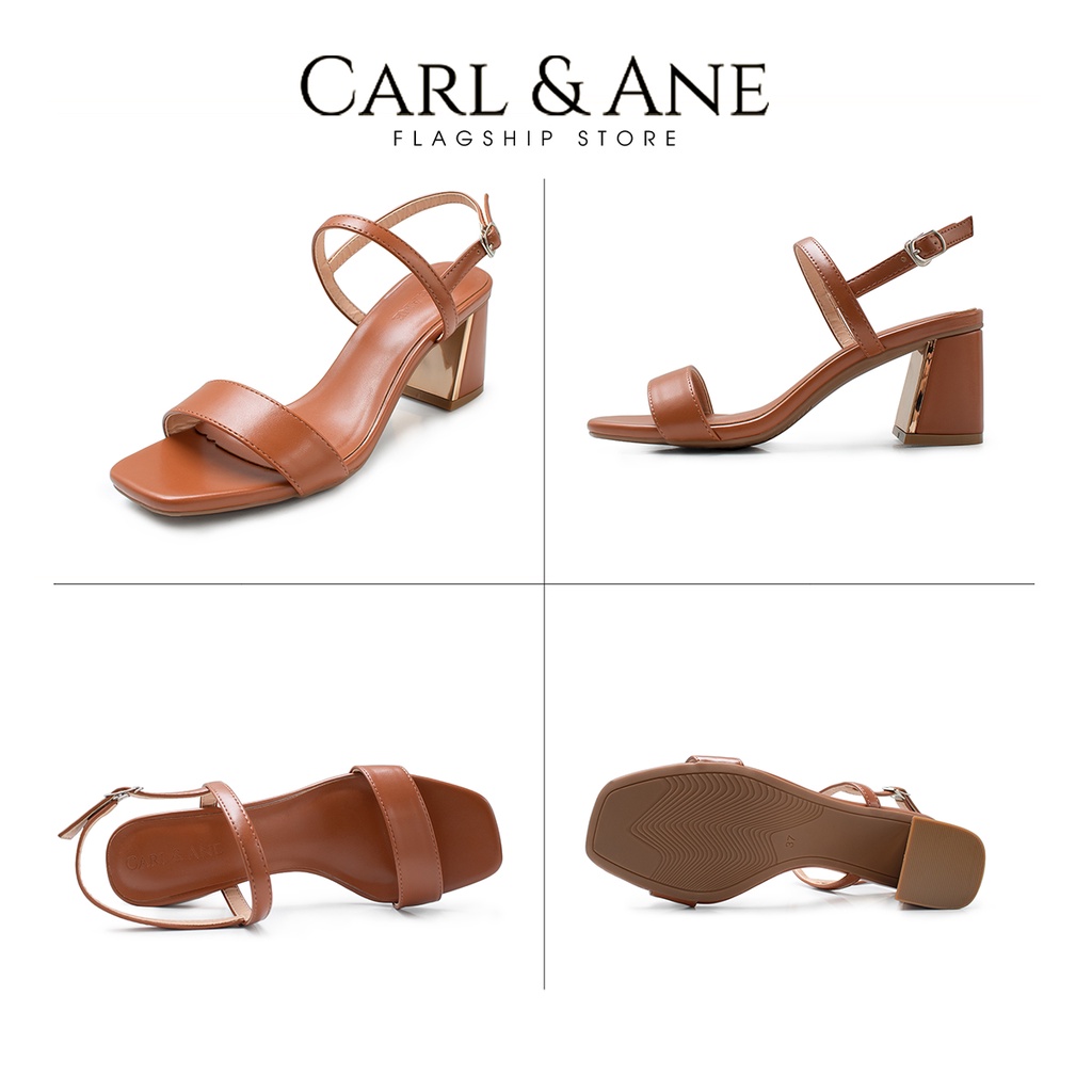 Carl &amp; Ane - Giày sandal nữ mũi vuông ngang cao 7cm màu trắng _ CS005