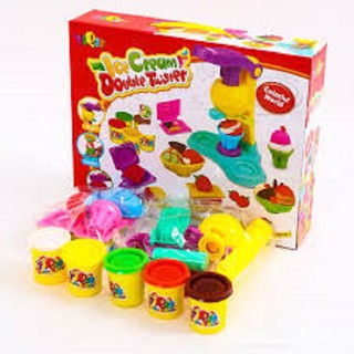 (RẺ VÔ ĐỊCH) Đất nặn có khuôn làm kem 5 hộp màu không dính tay có mùi thơm dễ chịu, do choi dat set lam kem