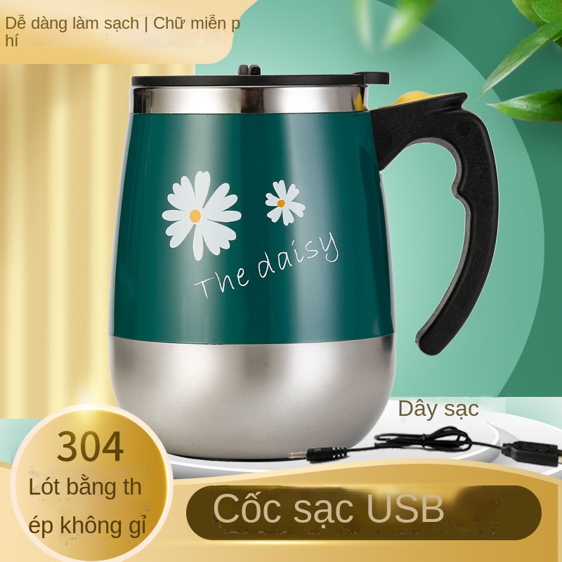 ∋☫USB sạc từ tính thông minh tự động khuấy cốc cà phê cốc xoay điện cốc nước lười cốc nước công nghệ đen gia dụng