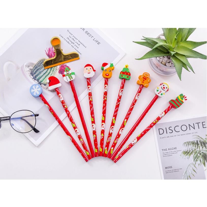 [TRỢ GIÁ] combo 3 bút chì gỗ kèm tẩy noel dễ thương_ Đồ dùng học tập cho bé