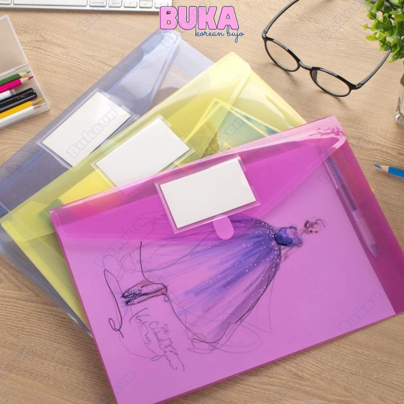 Túi đựng tài liệu A4 Basic nhiều màu 1 ngăn kèm Name tag có cúc bấm chống thấm nước tiện dụng Decorme