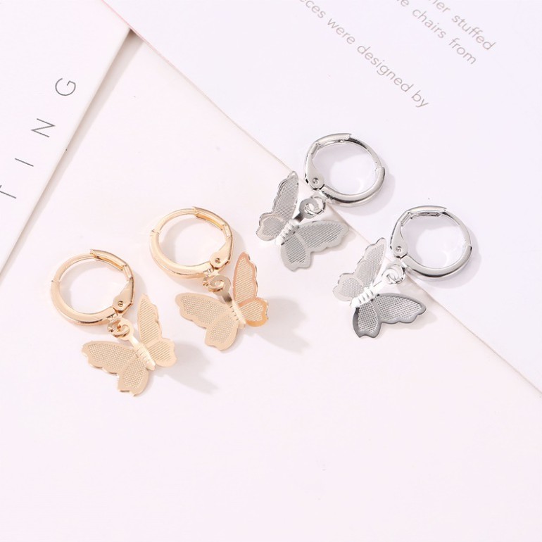 Korean Earrings Frosted Butterfly Earrings Sweet And Versatile Simple Style