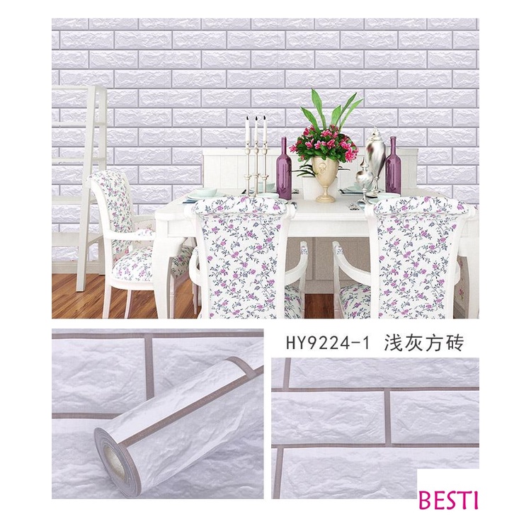Giấy dán tường GẠCH 3D có keo sẵn cuộn 45cm nhiều mẫu đẹp giá rẻ