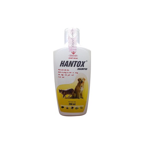 Sữa tắm trị ve rận bọ chét trên chó mèo - Hantox Shampoo Vàng 200ml