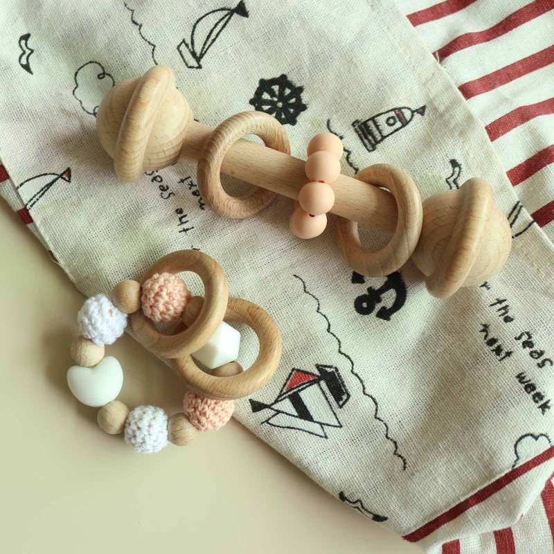 Giá Đỡ Núm Vú Giả Hình Hươu Đan Móc Đồ Chơi Cho Bé Sơ Sinh Mọc Răng