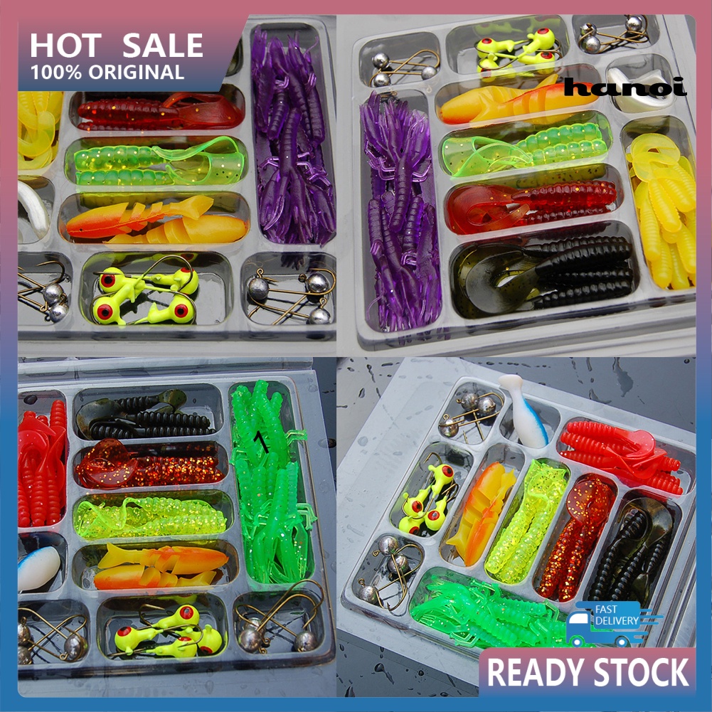 Set 35 Mồi Câu Cá Giả Đầu Chì Mềm Kèm 10 Lưỡi Câu