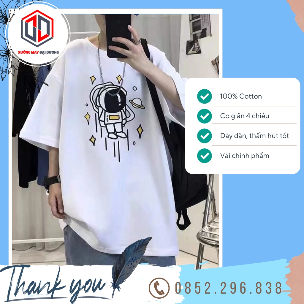 Áo Phông Rộng Nam Nữ Tay Lỡ Unisex  Áo Thun Nam Cổ Tròn Giá Rẻ In Hình phi hành gia.