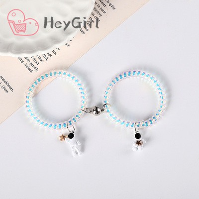 Vòng tay cặp đôi kiểu lò xo mặt đính hình phi hành gia dễ thương xinh xắn