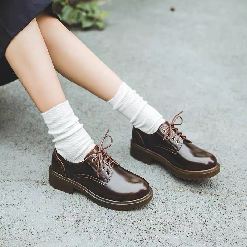 Original shoes đế 5cm  - Giày da bò nữ phong cách vintage, retro