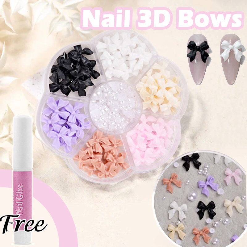 1 Hộp Phụ Kiện Nơ 3D Trang Trí Móng Tay