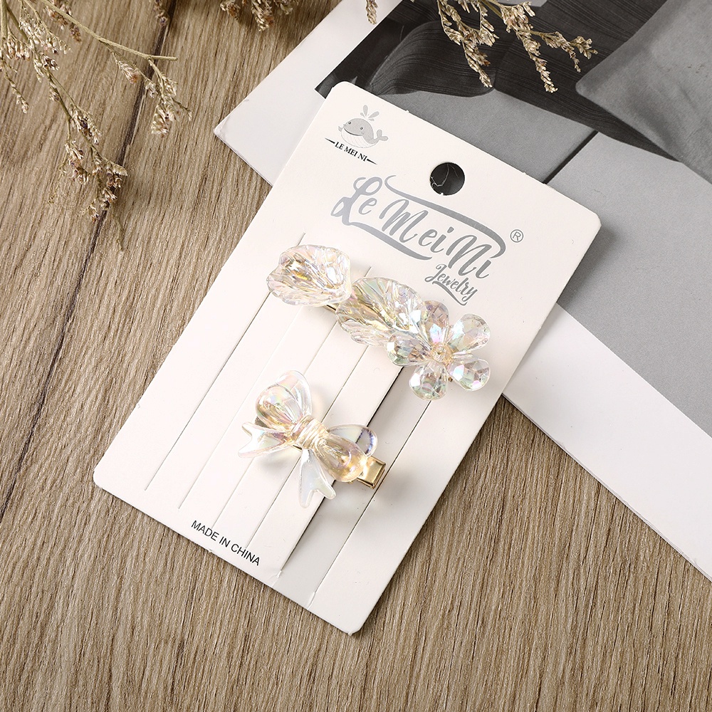 Haimeikang 2 cái / bộ Kẹp Tóc Nơ Dễ Thương Thời Trang Của Phụ Nữ