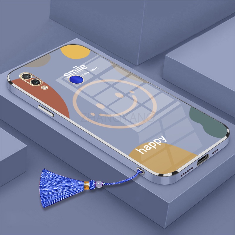 Ốp Điện Thoại TPU Silicon Mạ Điện Hình Mặt Cười Kèm Dây Đeo Cho Redmi note 7 Redmi 7