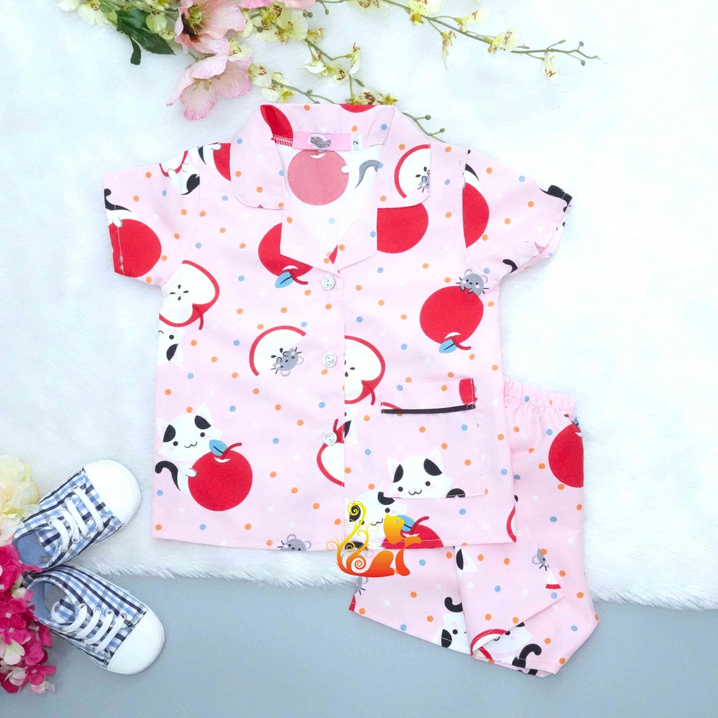 Bộ Đồ Mặc Nhà &quot;Táo Đỏ&quot; Pijama Kate Thái - Cho Bé 8 - 38kg.