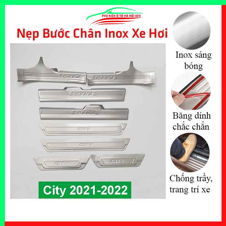 Bộ nẹp bước chân inox ô tô City 2021-2022 chống trầy làm đẹp ô tô