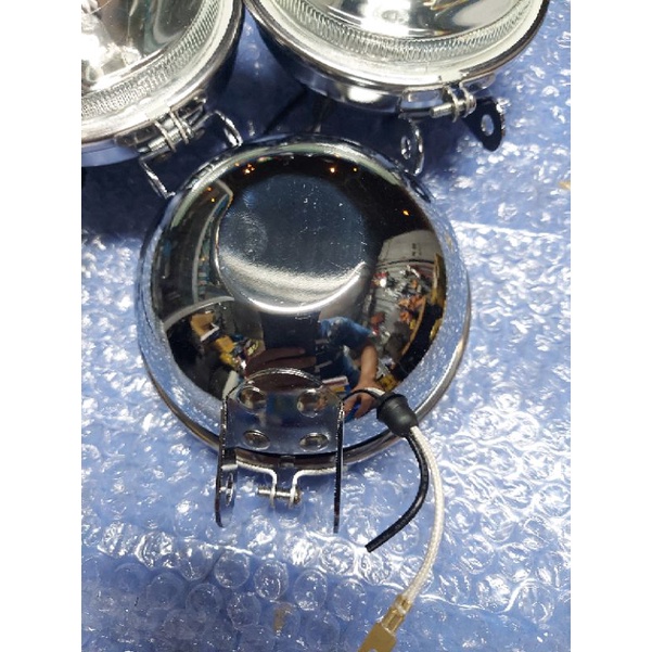 Đôi đèn tròn inox thay bóng h3 siêu sáng điện 12v và 24v