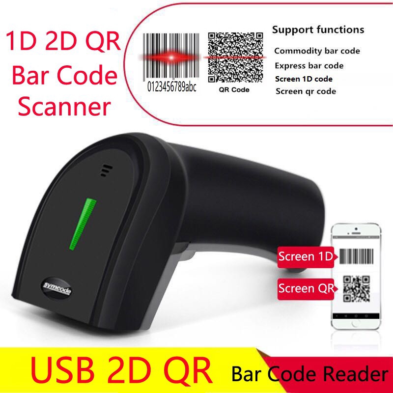Máy quét mã vạch 1D QR 2D cầm tay không dây USB 2.4Ghz tiện dụng