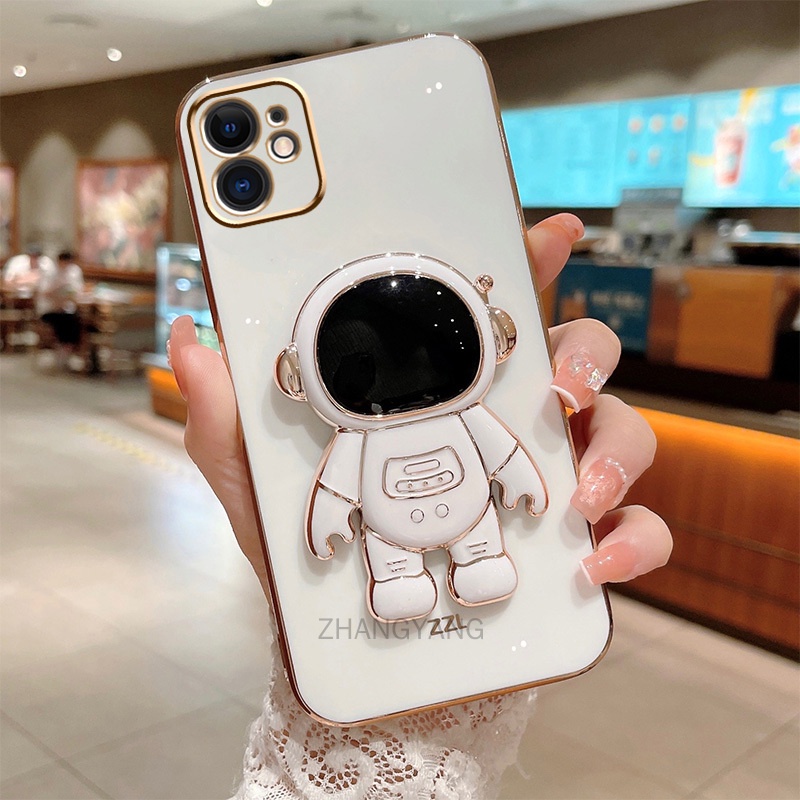 ốp lưng iPhone 11 11 PRO 11 PRO MAX TPU Mạ điện 3D Phi hành gia có chân đế ốp điện thoại iPhone 11 11 PRO 11 PRO MAX