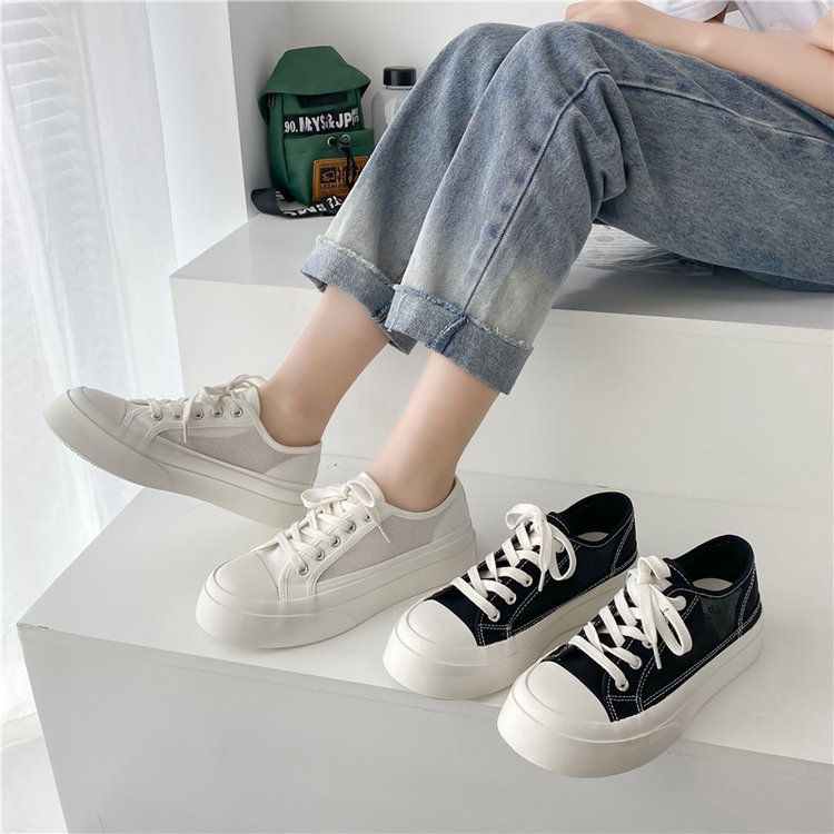 Fashionable Ulzzang Cross Strap Breathable Mesh Canvas Shoe