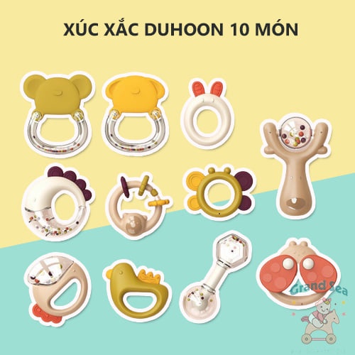 Set 10 Đồ Chơi Xúc Xắc, Gặm Nướu  Cho Bé -Domoon 10 Chi Tiết An Toàn Tiện Dụng