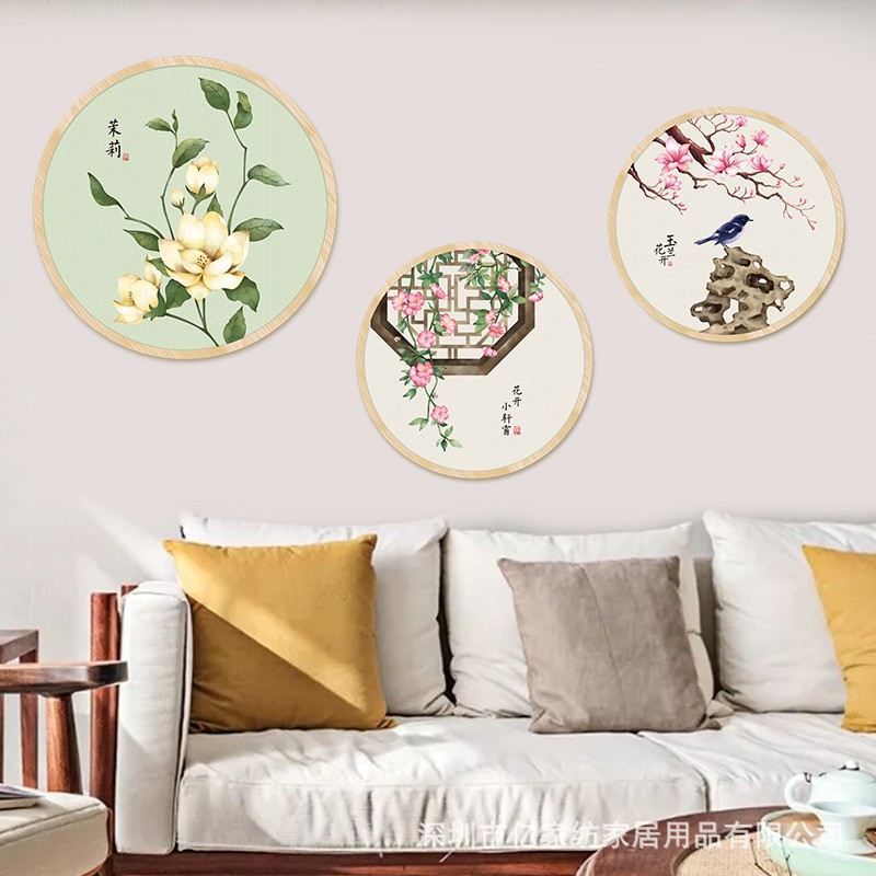Tranh dán tường 3D hình Hoa và Chim , Tranh trang trí phong cách Trung Hoa