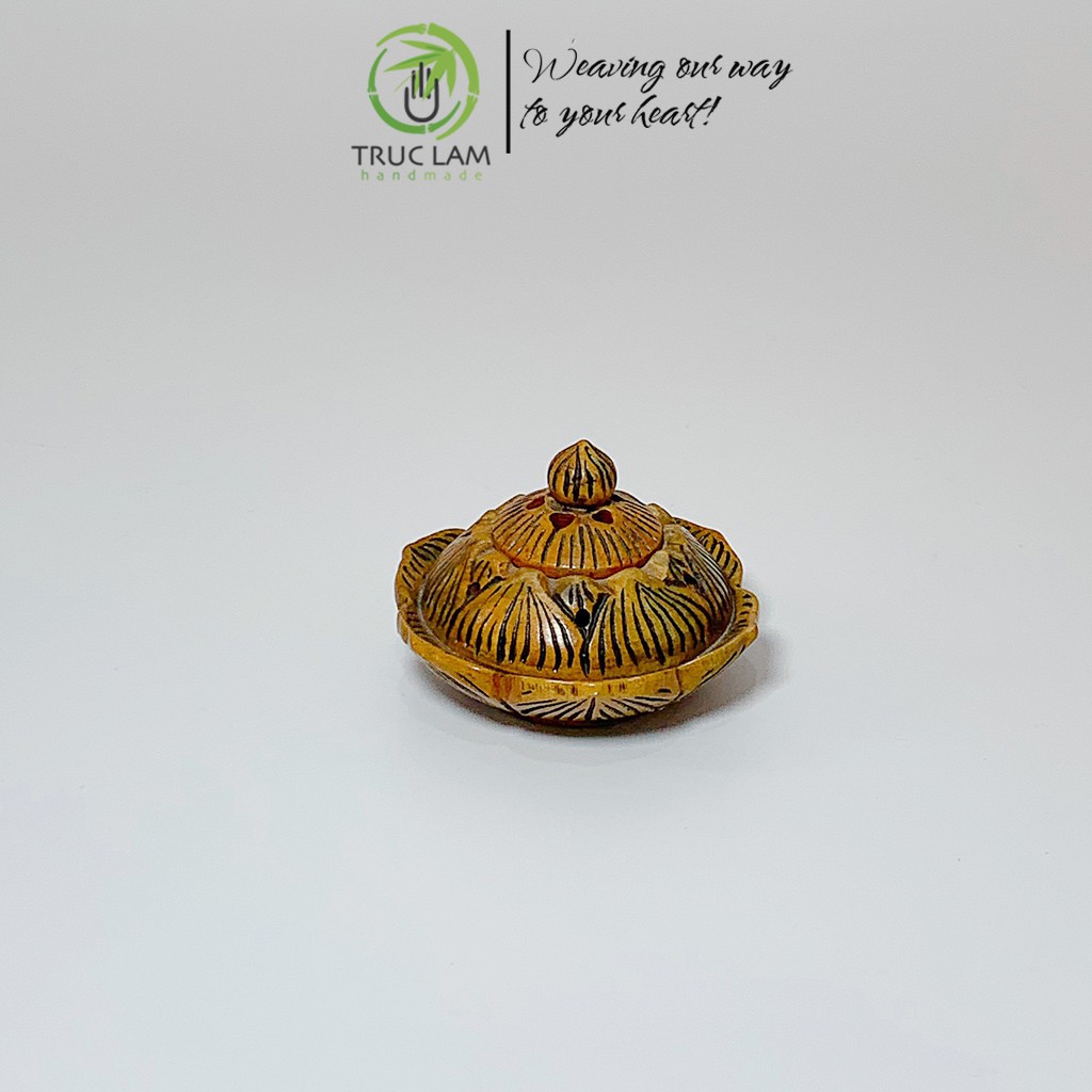 Lư Đốt Trầm Hương Hình Bông Sen Bằng Đá Tự Nhiên Điêu Khắc Thủ Công Cỡ Nhỡ - Trúc Lâm Handmade