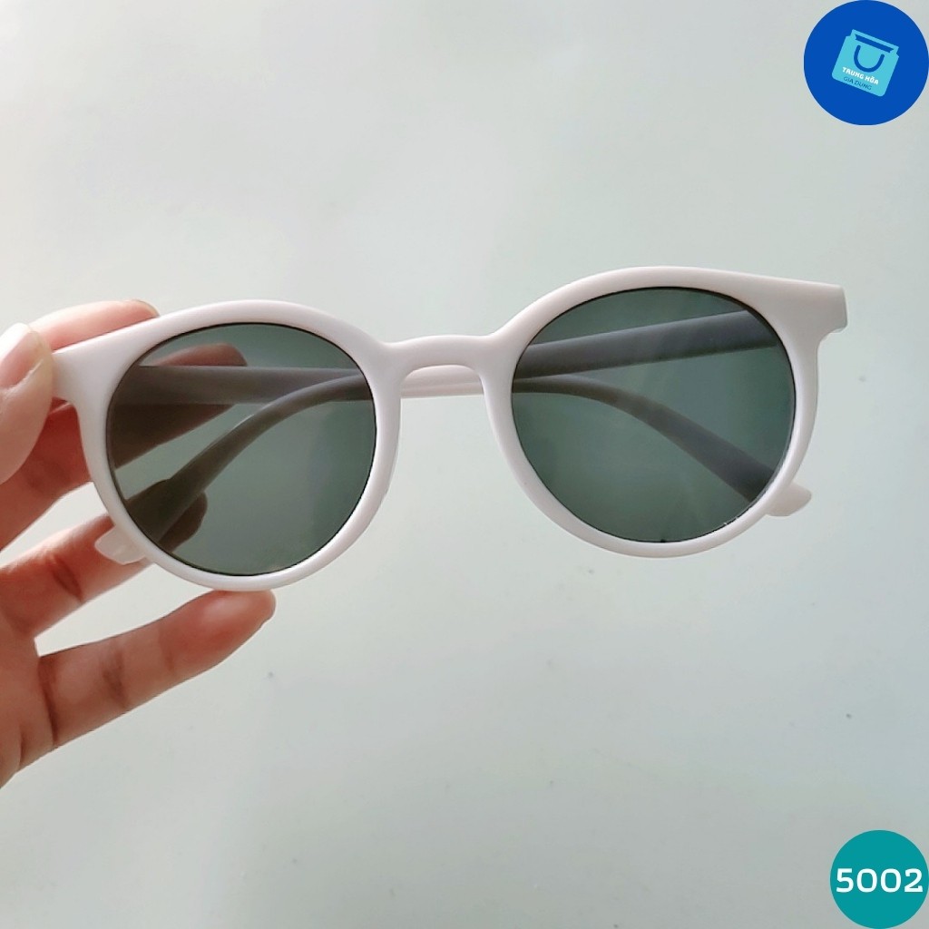 【5002】Kính Mắt Thời Trang Nữ Kính Râm Chống Tia UV Gọng Tròn Trắng | BigBuy360 - bigbuy360.vn