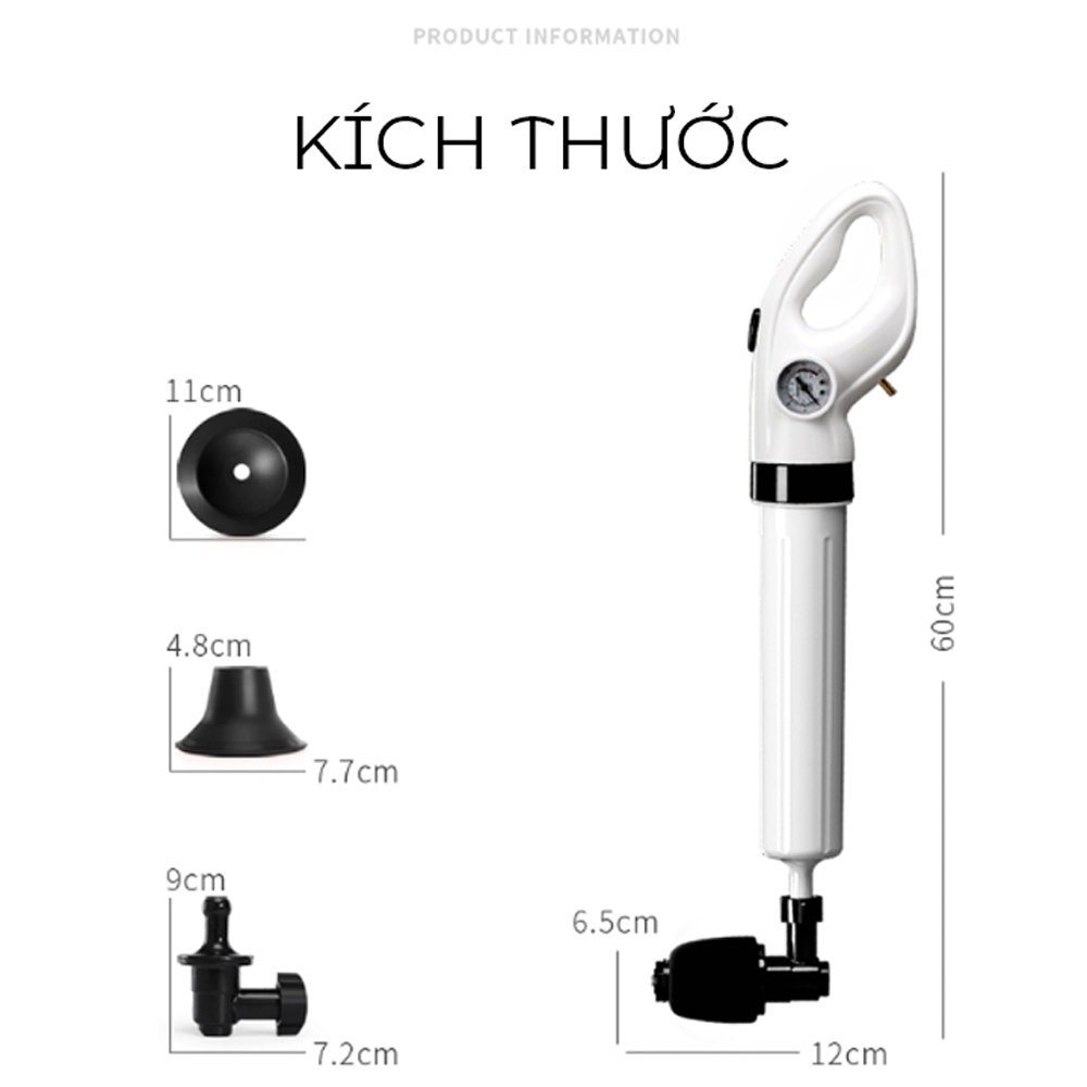 Súng thông tắc bồn cầu, dụng cụ thông tắc bồn cầu, bồn rửa bát, thông cống chất liệu nhựa ABS cao cấp