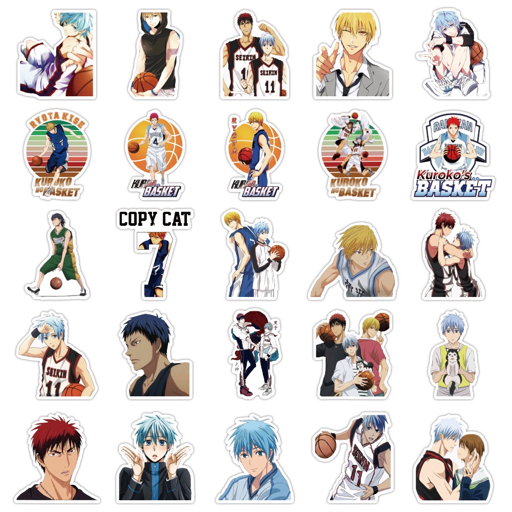 Miếng dán Sticker Anime Manga Kuroko no Basket   trọn bộ 50 hình - In rõ ràng sắc nét khó tróc