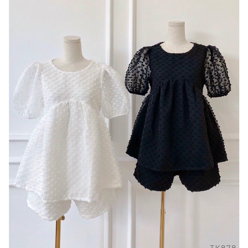 SET ÁO ĐỐM BABYDOLL + SHORT