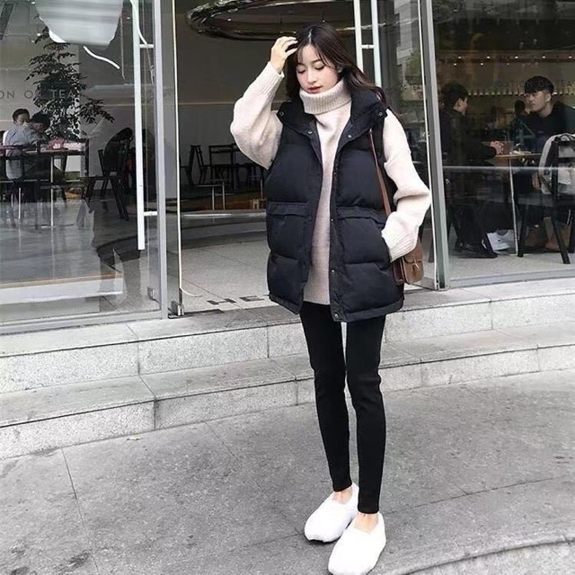 Áo Khoác Gile Rộng Rãi Phong Cách Nữ Sinh Hàn Quốc