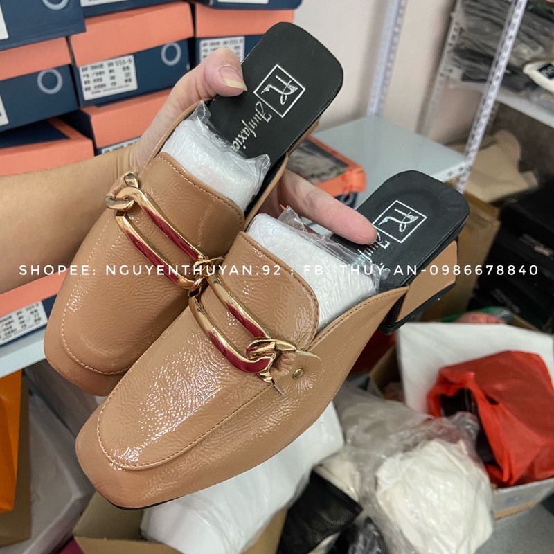 Hài sục da L1 gót 6cm⚡️ANDU STORE⚡️