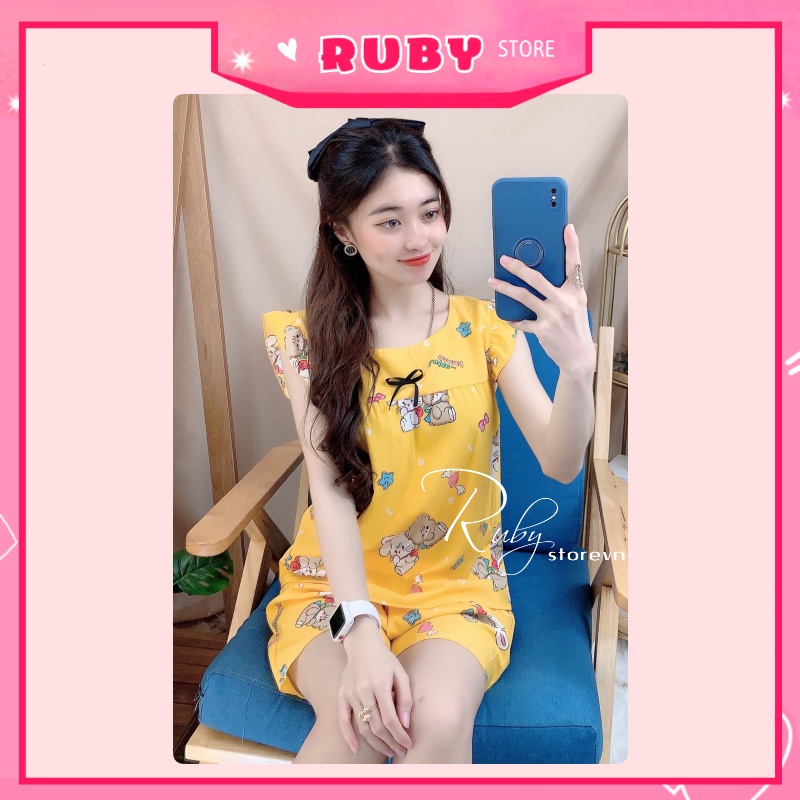 Đồ bộ nữ mặc nhà chất kate mềm mịn họa tiết dễ thương Free Size Dưới 47kg ❤ Rubystorevn