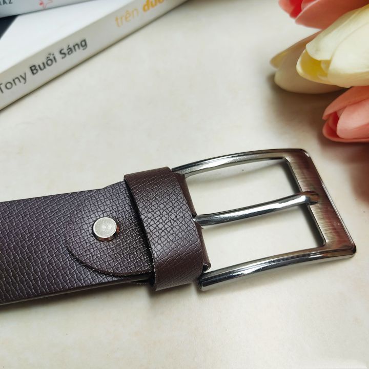 Thắt lưng nam khóa kim, dây nịt nam đục lỗ sẵn da PU chắc chắn, bền đẹp