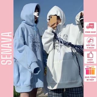 Áo Hoodie Nữ Form Rộng In Hình Gấu Freesize Nỉ Dày Mềm Mịn Dễ Thương SENAVA AK13