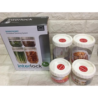 [LOCK&LOCK CHÍNH HÃNG] BỘ 4 HỘP INTERLOCK INL301S001 [0.5L-1L]
