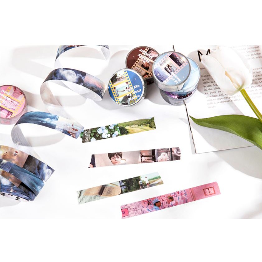 Cuộn washi tape Life movie 3m băng keo Nhật trang trí sổ tay | BSW106