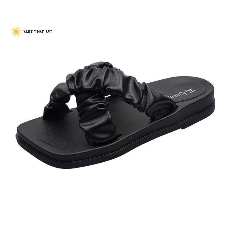 Dép sandal đế bằng chống trượt thời trang mùa hè cho nữ