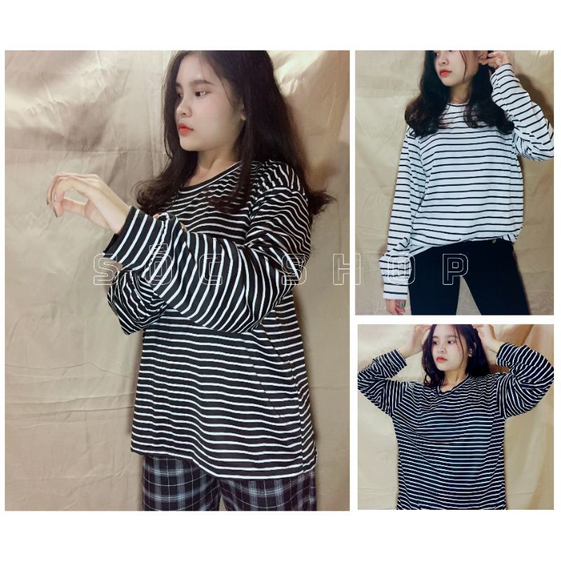 Áo Thun Kẻ Oversize (Ảnh Thật 100%)