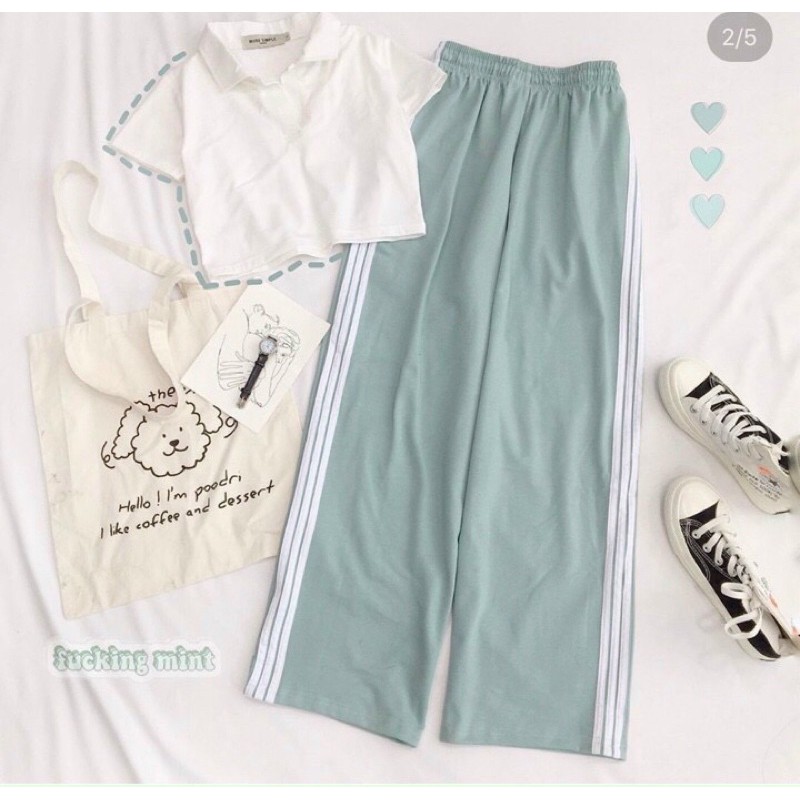 QUẦN CULLOTES ỐNG RỘNG 3 SỌC MÀU PASTEL