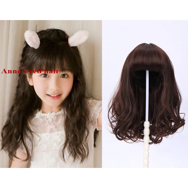 Tóc giả dài xoăn phong cách công chúa đáng yêu cho bé gái