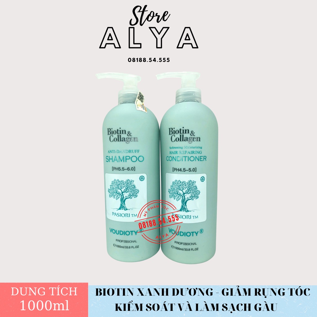 Cặp Dầu Gội Xả Biotin Collagen Voudioty 1000ml . Ngăn Ngừa Rụng Tóc, Giảm Gàu, Kiềm Dầu, Phục Hồi Tóc Khô Xơ