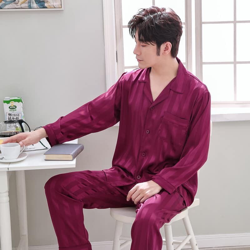 N9371 - Bộ pyjama nam dài tay chất lụa | BigBuy360 - bigbuy360.vn
