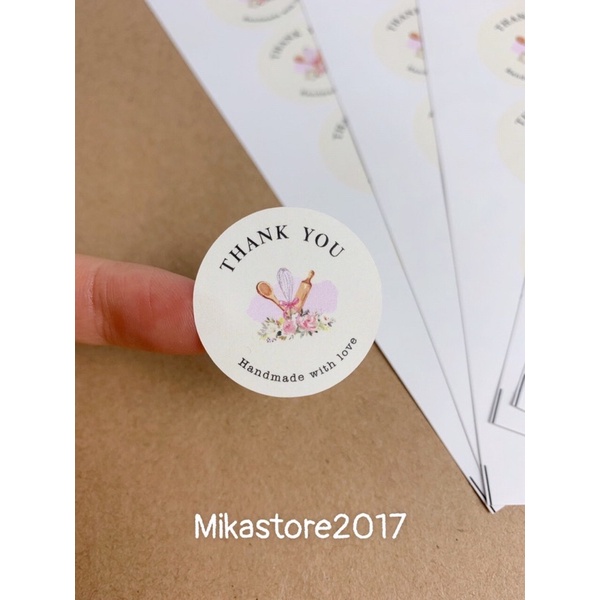 [ Sẵn ] Set 8 Tờ Tem Dán Thank You Size 3cm