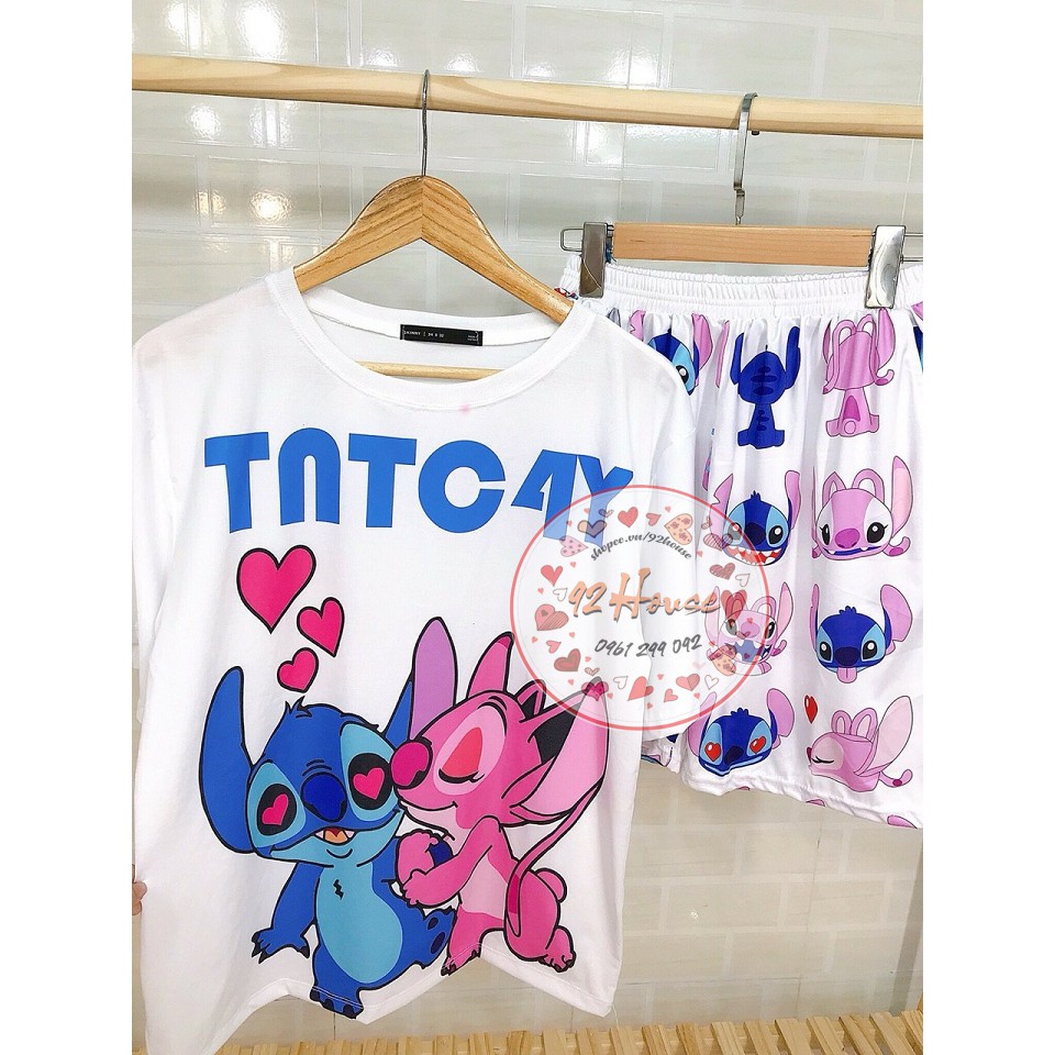 Bộ đùi hoạt hình tay lỡ unisex Stith freesize đồ bộ phom rộng