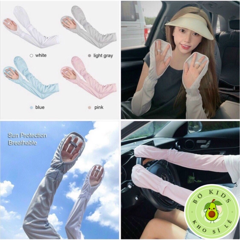 Găng tay dài chống nắng/ tia uv bằng lụa lạnh hót hít 2022